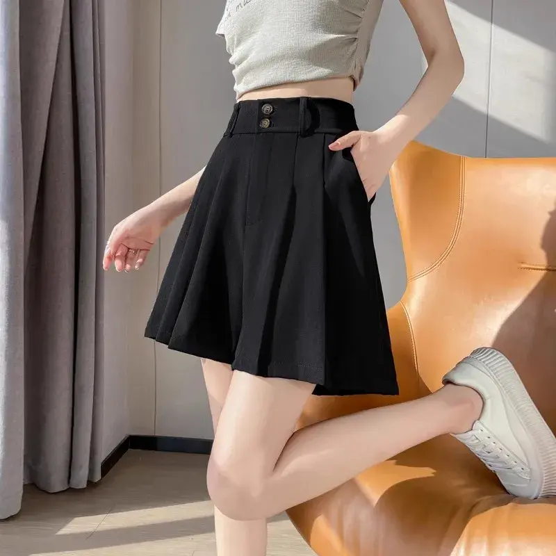 Trendy Autumn Cropped Skort Women's Petite Plus Size Short Pants High Waist Casual Ladies Suit Five Minute Skirt Pants