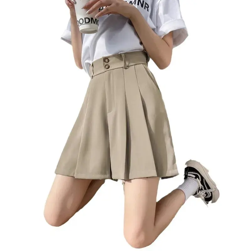 Trendy Autumn Cropped Skort Women's Petite Plus Size Short Pants High Waist Casual Ladies Suit Five Minute Skirt Pants