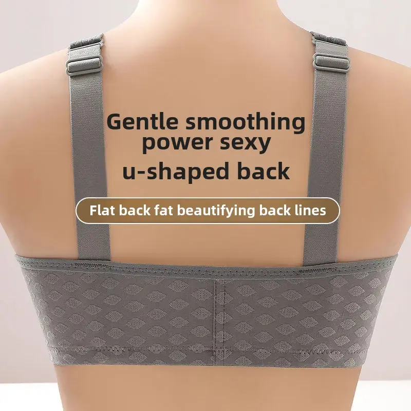 Thin Front Buckle Anti-Sagging Gathered No Steel Ring Bras Women's Plus Size Thin Bra Lingerie For Heavy Mother