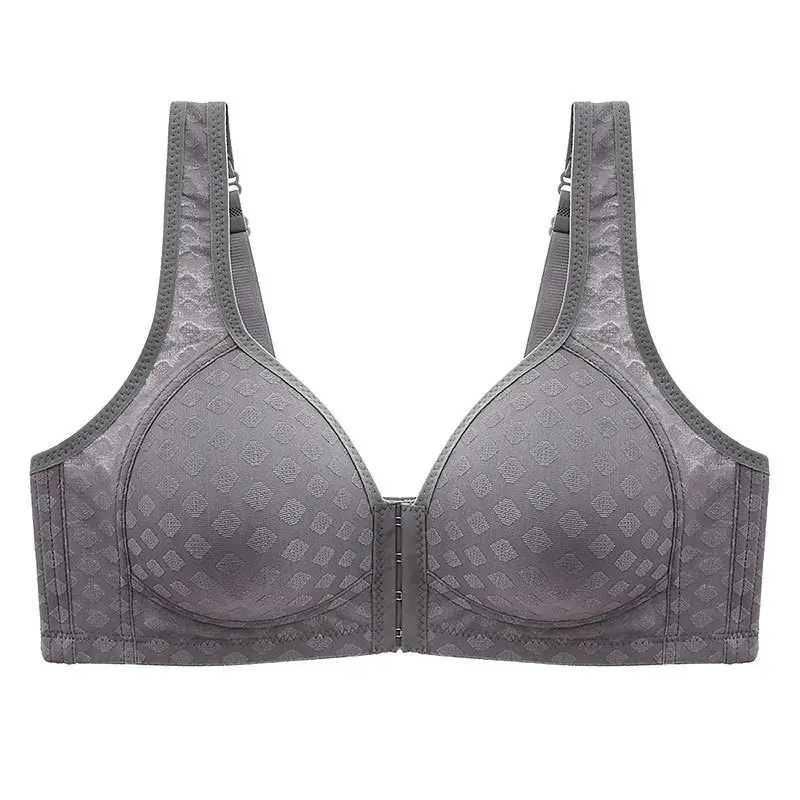 Thin Front Buckle Anti-Sagging Gathered No Steel Ring Bras Women's Plus Size Thin Bra Lingerie For Heavy Mother