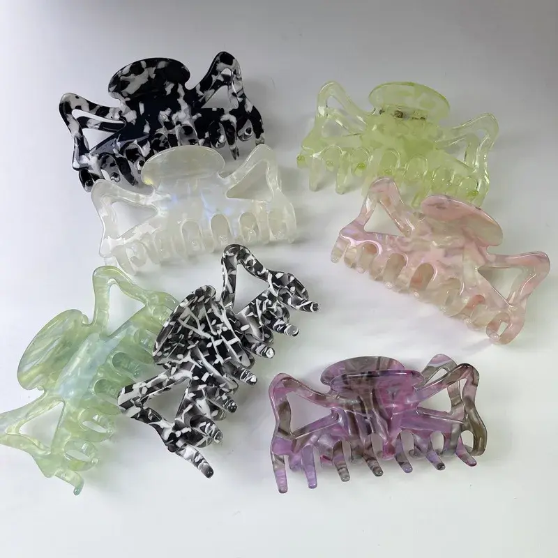 Elegant Large Size Acetate Hair Claw Geometric Hollow out Design Simple Retro Hair Clip Cute Shark Clamp Hair Accessories