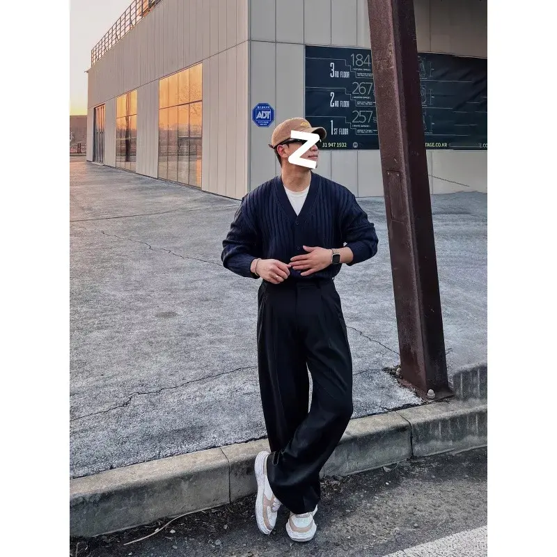 Autumn Korean-Style Design Solid Color Men's Versatile Loose-Fit Casual Pants Trendy Straight-Leg Slims Casual Pants