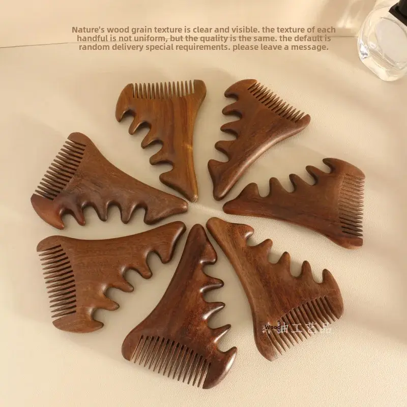 Multi-Functional Hair Massage Comb Detangling Golden Silk Sandalwood Professional Salon Comb for Hair Extensions And Wigs