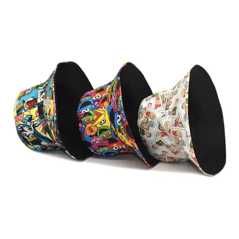 Cartoon Anime Printed Unisex Fishing Cap Sun Hat Wide Brim UV Protection Fashionable Versatile Summer Outdoor Hat