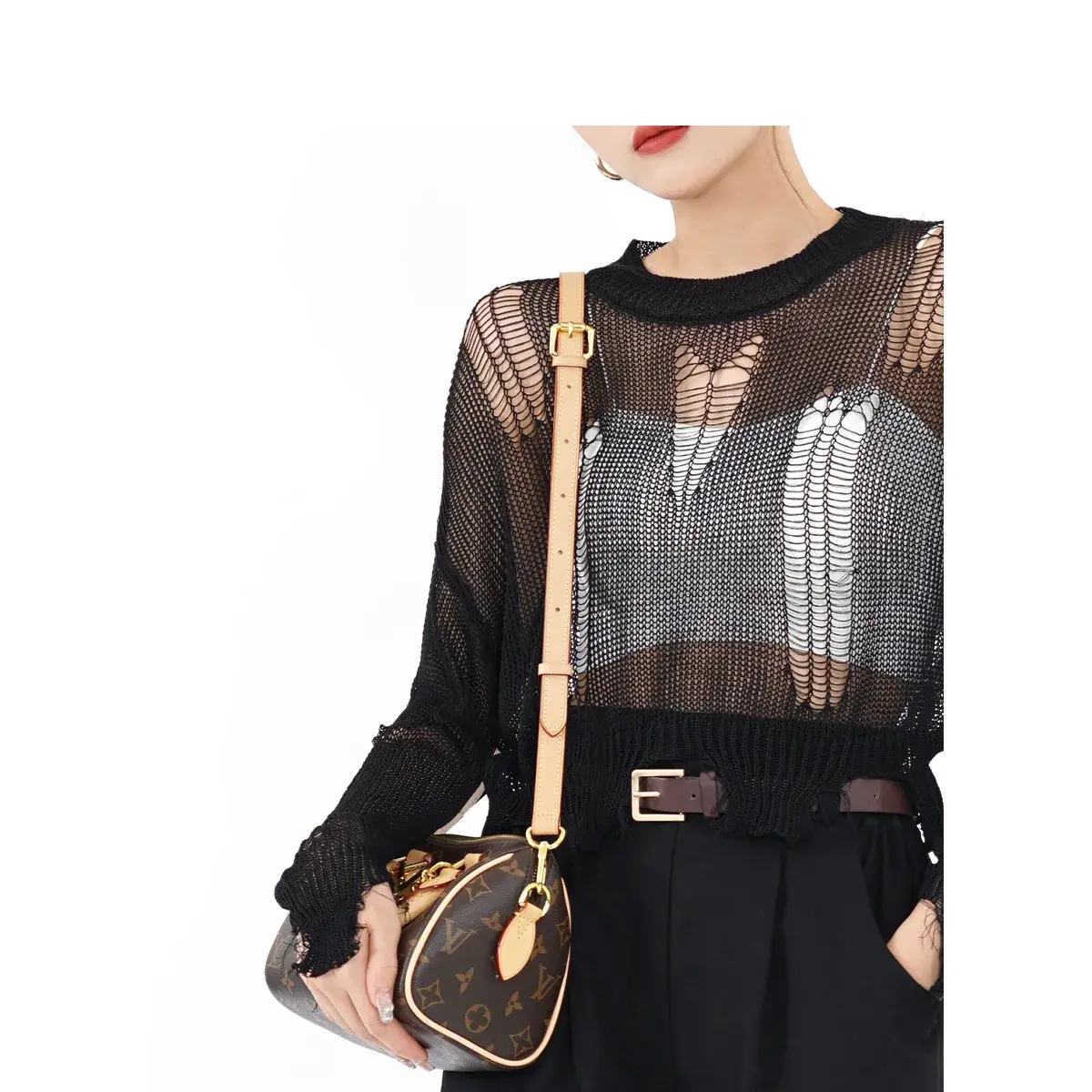 Wide Leather Shoulder Strap For LV Crocodile Cow Leather Speedy Color Change Mahjong Bucket Bag Crossbody Single Shoulder Access