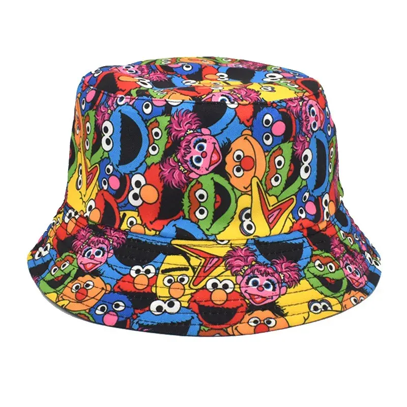 Cartoon Anime Printed Unisex Fishing Cap Sun Hat Wide Brim UV Protection Fashionable Versatile Summer Outdoor Hat