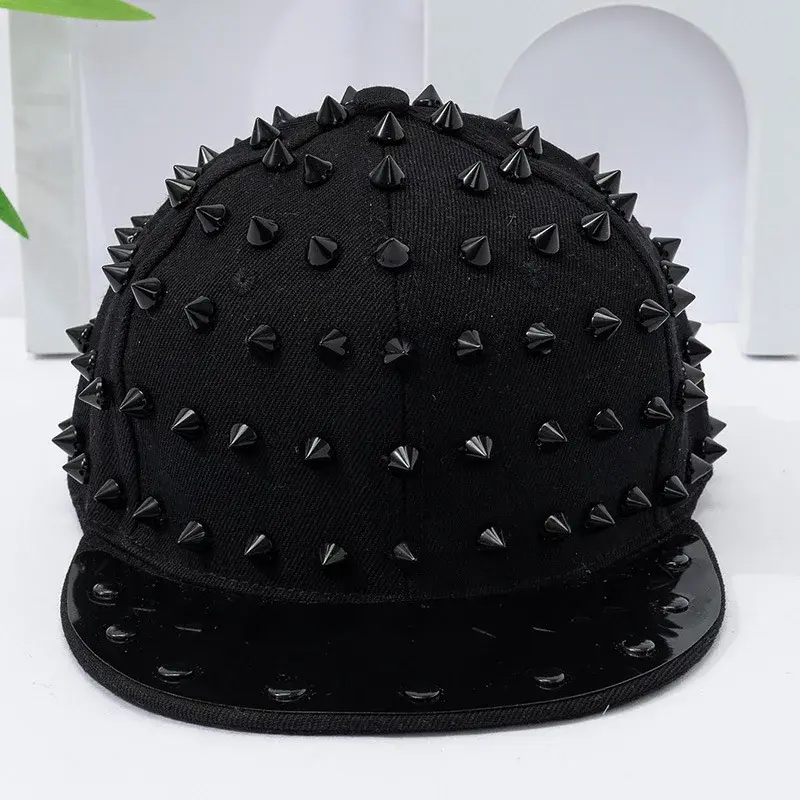 Casual Unisex Summer Hat Rivet Embellished Precision Flat Brim Baseball Cap Versatile Stylish Popular Trendy Lace Net Cap