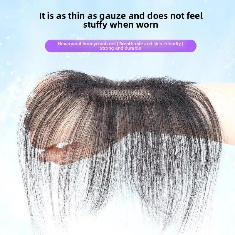 Lightweight Women's Wig Bangs Full Real Human Hair Invisible Hairline Fake Hair Piece Asian Style Frontal Hair Extensions