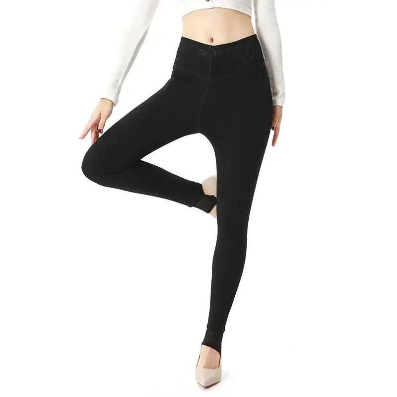 Thickened Fleece Lined Mesh Base Layer Pants High Waist Women's Style Autumn Winter Warm Slimming Super Soft Female Pants