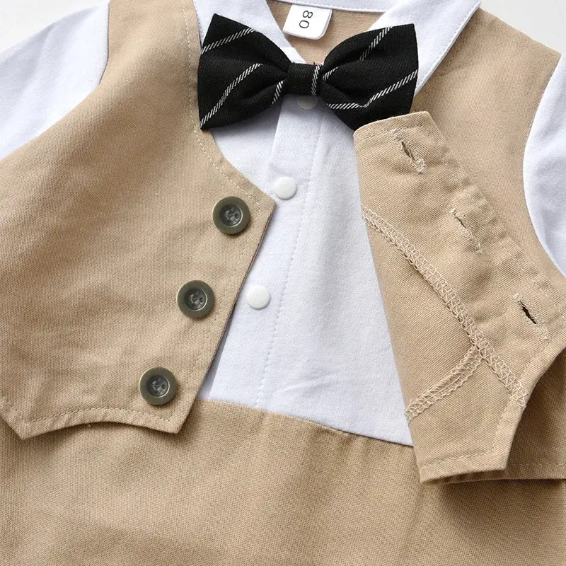 Wholesale Children's Wear One-Handed Cotton Bibs Crawling Suit Spring Autumn Romper Baby Clothes Footed Romper Infant Clothing