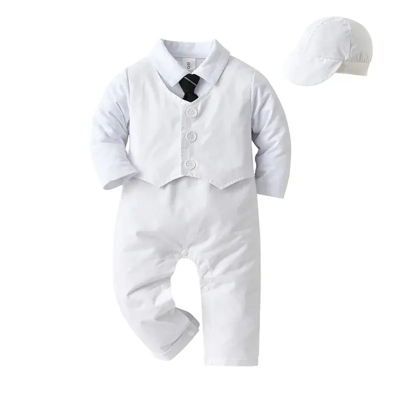Wholesale Children's Wear One-Handed Cotton Bibs Crawling Suit Spring Autumn Romper Baby Clothes Footed Romper Infant Clothing