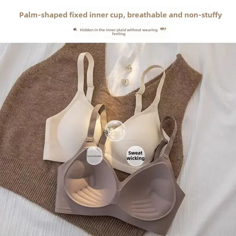 Soft Support Palm Shaped Fixed Cup Bra Women's Underwear No Wire Anti-Sagging Invisible Push up Bra Comfortable Undergarment