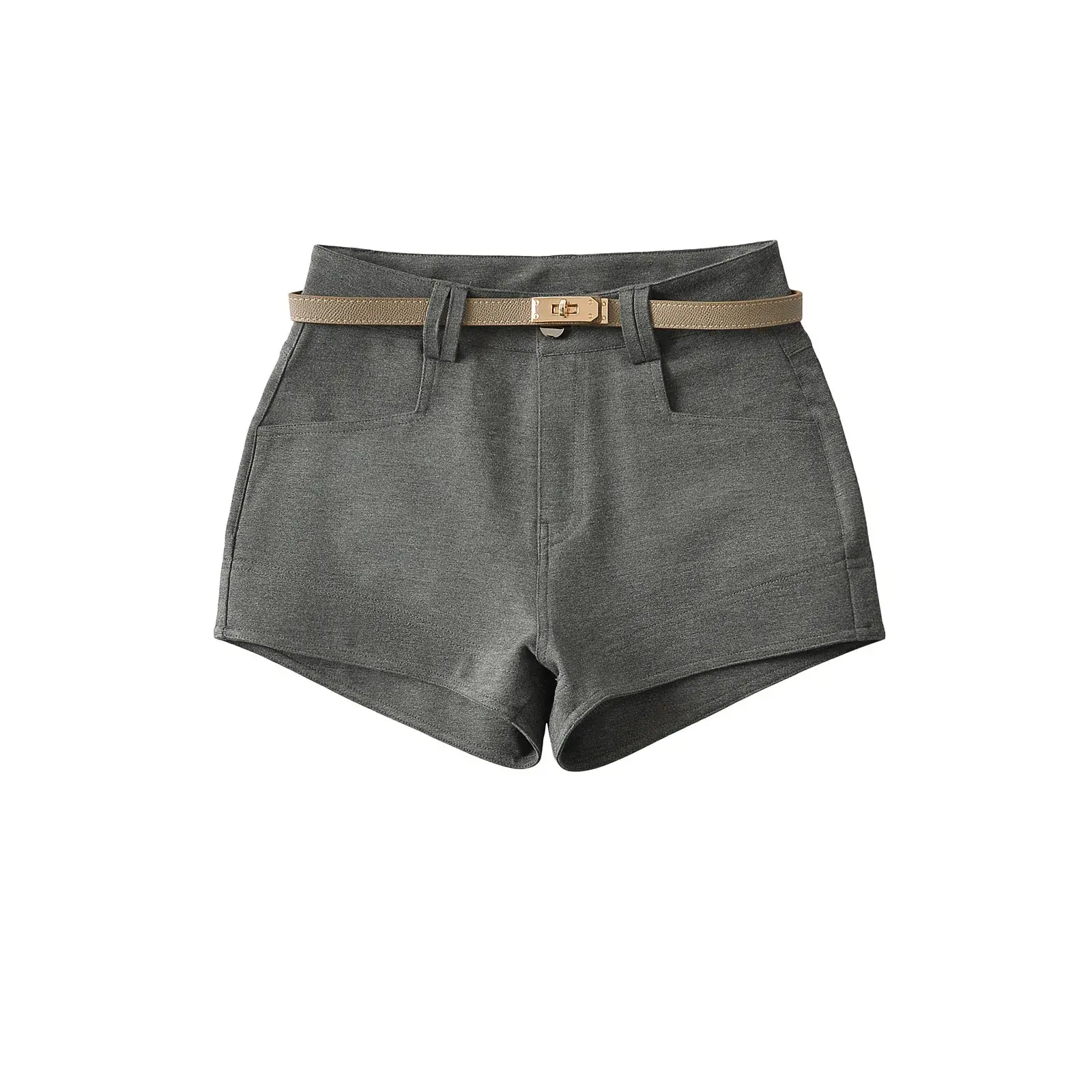 Low Waist Belted Short Pants Women's Fashionable Versatile Slimming Wide Leg Pants Spring Autumn New Style Spicy Girl