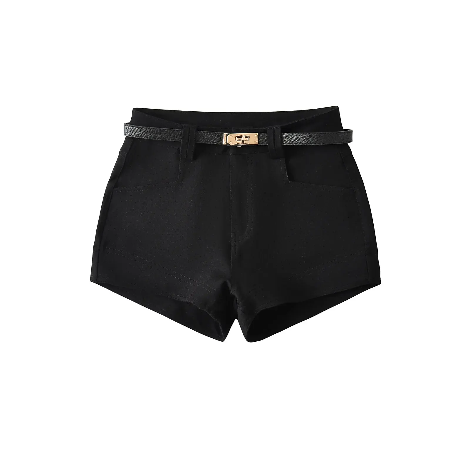 Low Waist Belted Short Pants Women's Fashionable Versatile Slimming Wide Leg Pants Spring Autumn New Style Spicy Girl