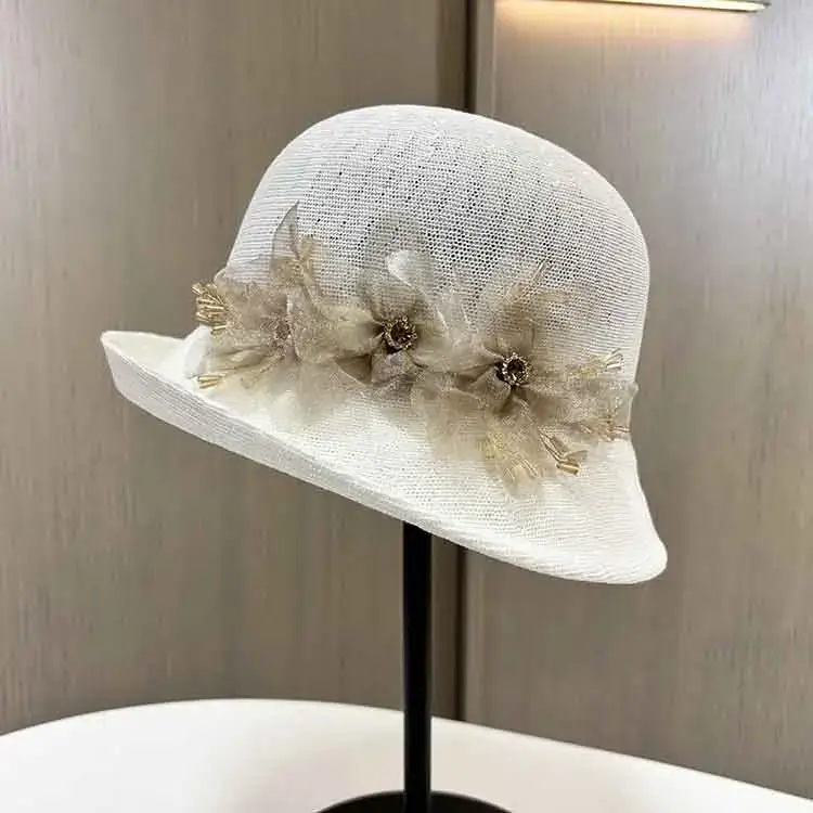 Fashionable Knitted Thin Spring Summer Hat Floral Breathable Women's Travel Sun Protection Cap Stylish Hat Versatile Lightweight
