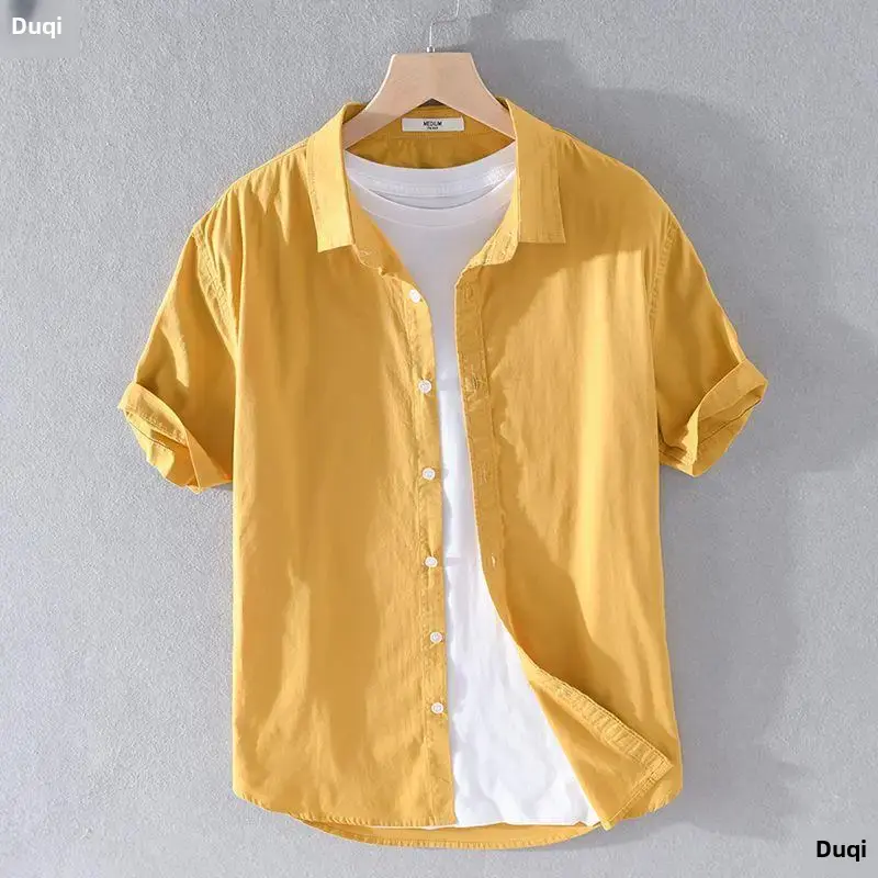 Casual Hemp Short Sleeve Cotton Linen Shirt For Men Japanese Style Summer Loose Fit Youth Artistic Hemp Sleeve Shirt