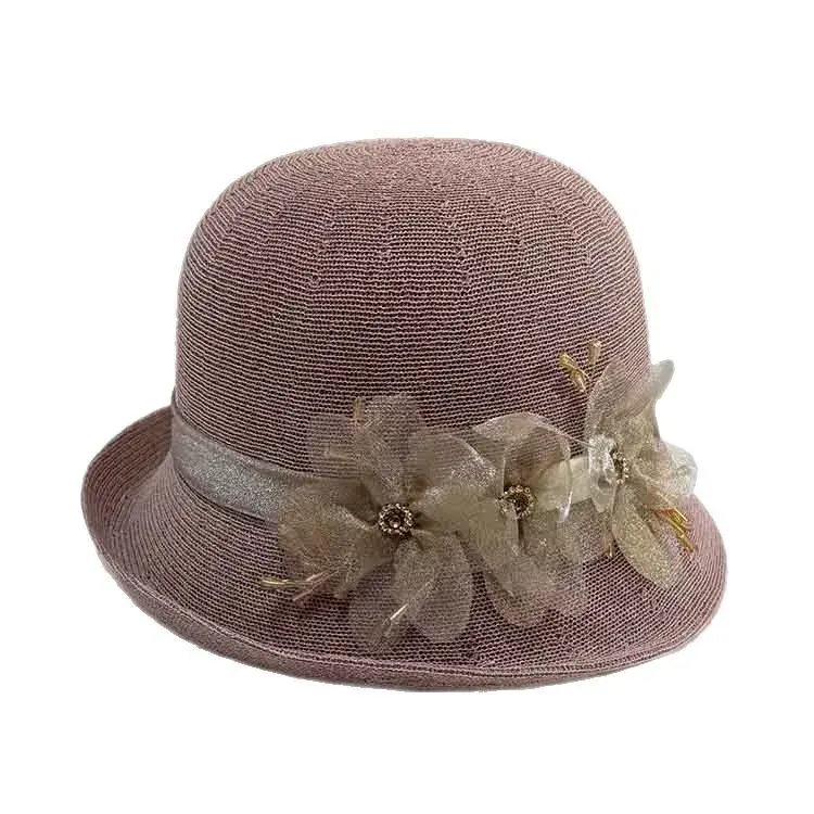 Fashionable Knitted Thin Spring Summer Hat Floral Breathable Women's Travel Sun Protection Cap Stylish Hat Versatile Lightweight