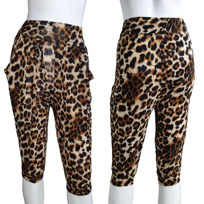High Waist Elastic Ice Silk Leopard Print Harem Yoga Pants 7/8 Length Women's Fashion Bottoms from Mainland China