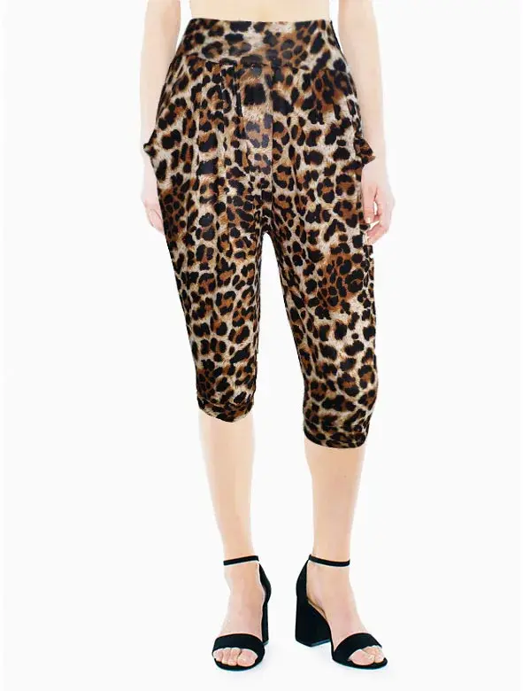 High Waist Elastic Ice Silk Leopard Print Harem Yoga Pants 7/8 Length Women's Fashion Bottoms from Mainland China