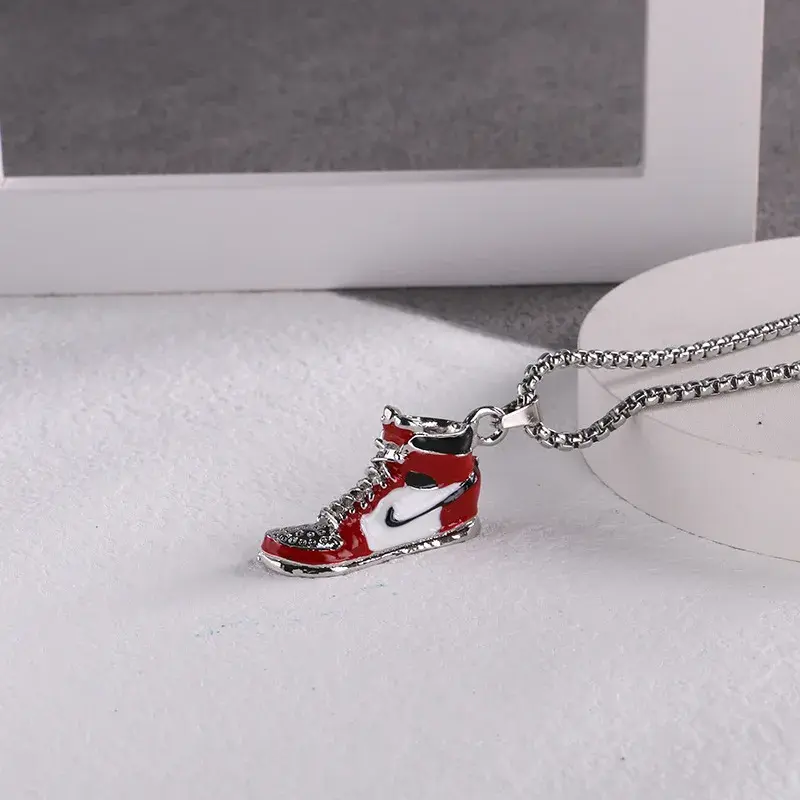 Trendy AJ1 Basketball Shoe Pendant Necklace Creative Hip Hop Street Dance Accessory Versatile Fashionable Jewelry