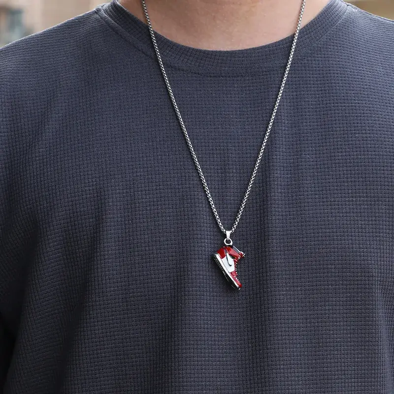 Trendy AJ1 Basketball Shoe Pendant Necklace Creative Hip Hop Street Dance Accessory Versatile Fashionable Jewelry