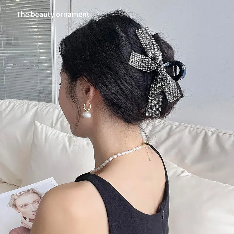 Butterfly Knot Hair Clip Women's High-End Full Diamond Back of Head Stylish Hair Clip Hair Band Hair Accessories