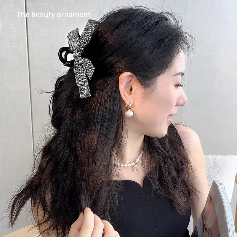 Butterfly Knot Hair Clip Women's High-End Full Diamond Back of Head Stylish Hair Clip Hair Band Hair Accessories