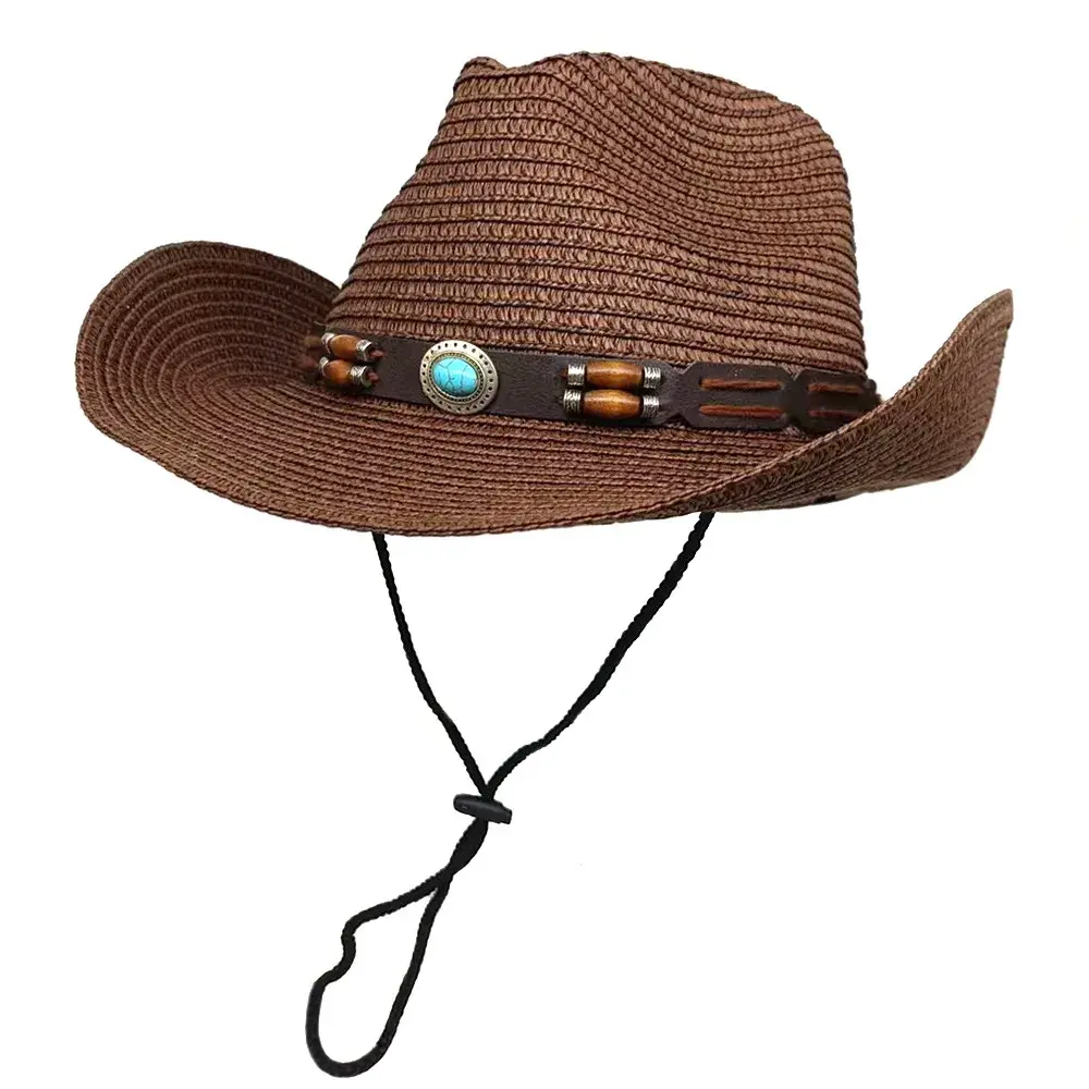 Classic Western Style Women's Straw Hat Summer Sunshade Cowboy Hat Foldable Brim Denim Material UV Protection Fashion Accessory