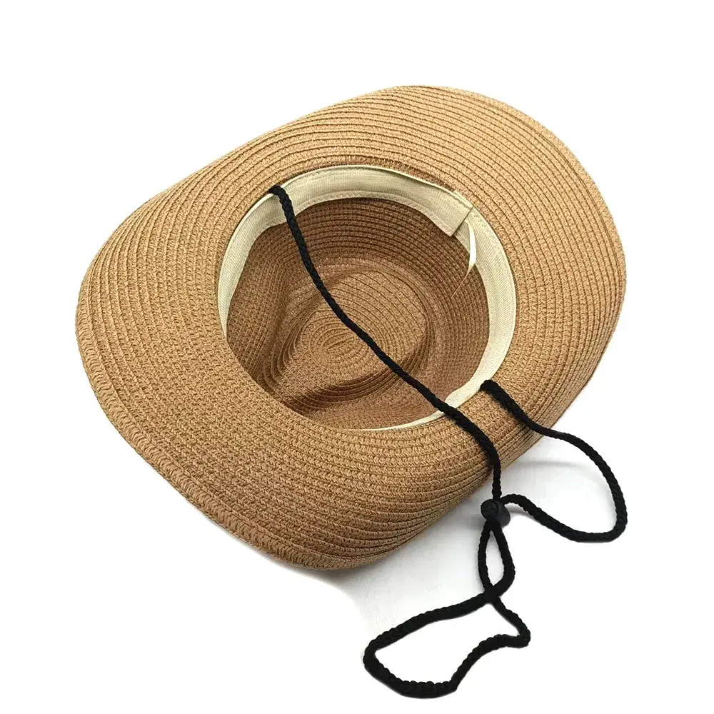Classic Western Style Women's Straw Hat Summer Sunshade Cowboy Hat Foldable Brim Denim Material UV Protection Fashion Accessory