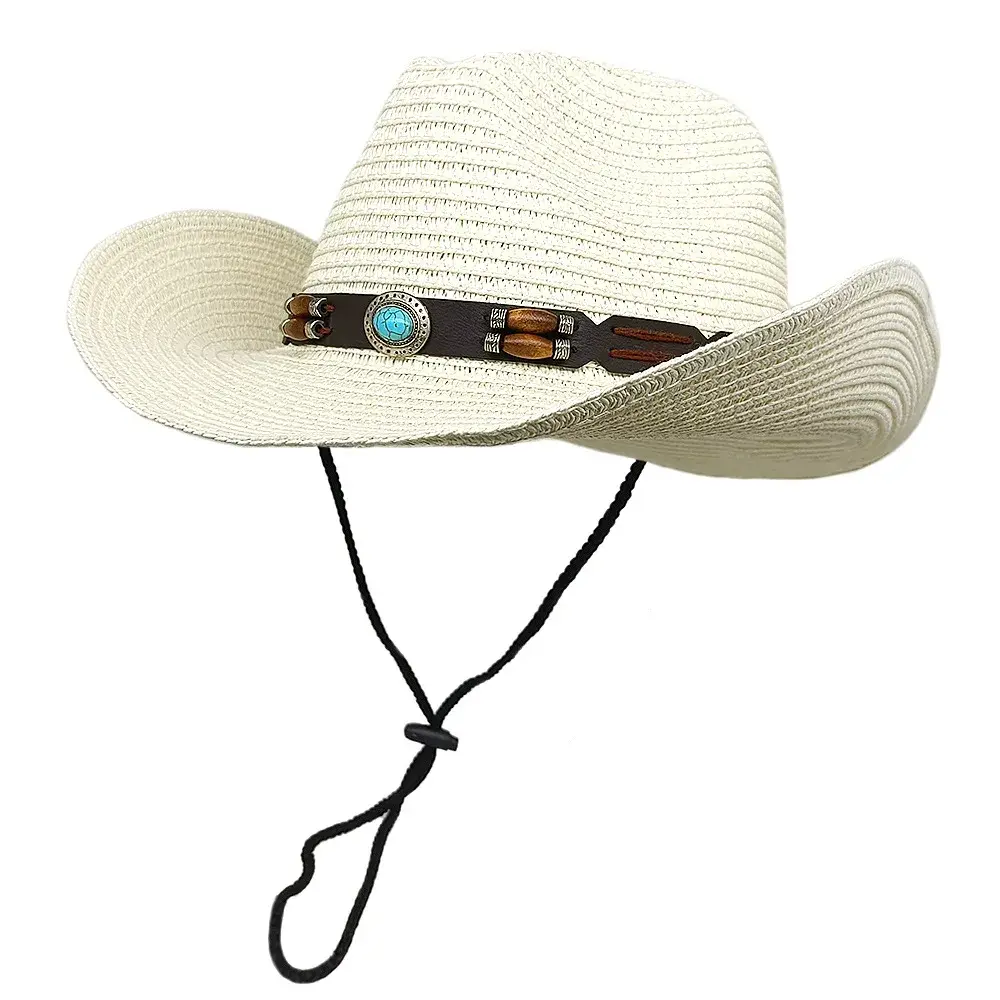 Classic Western Style Women's Straw Hat Summer Sunshade Cowboy Hat Foldable Brim Denim Material UV Protection Fashion Accessory