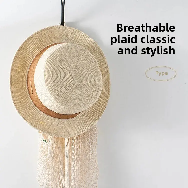 New Hot Sale Of The Season Women's Flat Top Straw Hat Spring Summer Fashionable Versatile Sunscreen Holiday Outing Hat British S