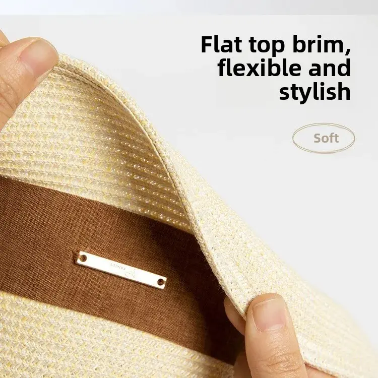 New Hot Sale Of The Season Women's Flat Top Straw Hat Spring Summer Fashionable Versatile Sunscreen Holiday Outing Hat British S