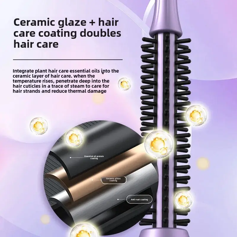 Heat Protection Hair Styling Tool Dual Use Curling And Straightening Brush Inner Click Hair Waving Iron Salon Accessory