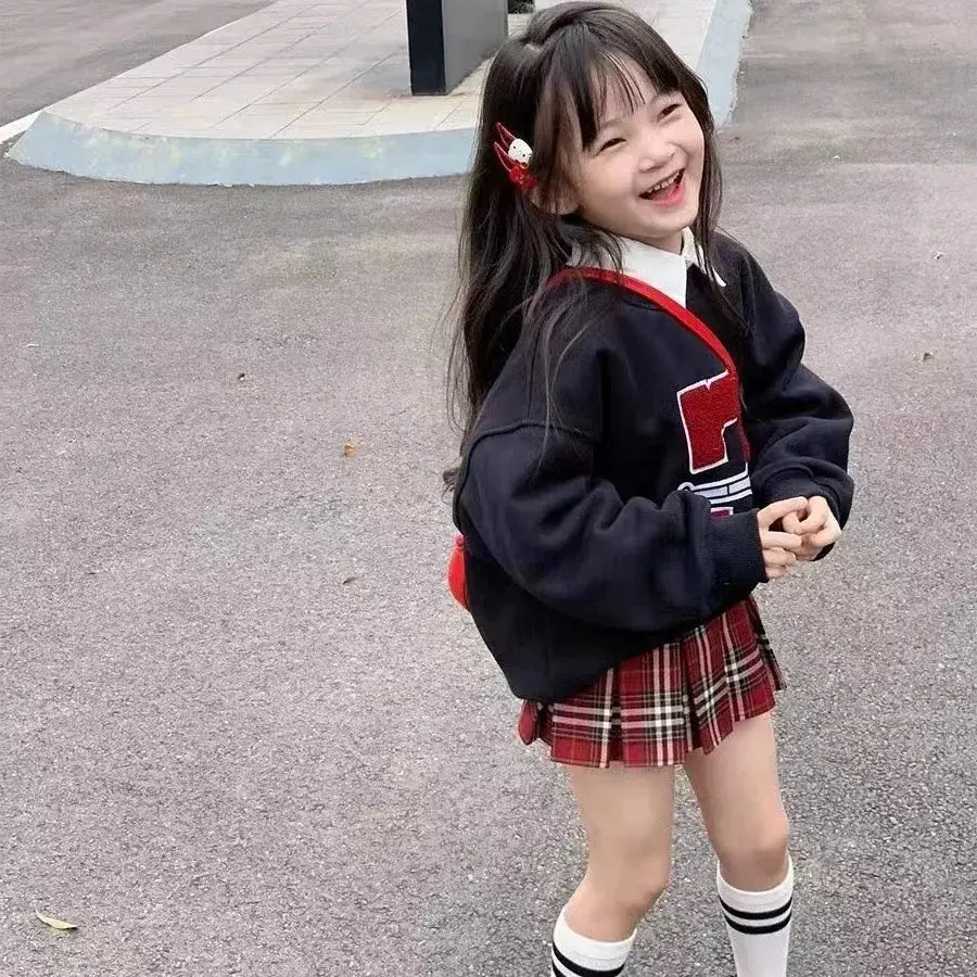 Children's Fashionable Autumn Collection Sweatshirt+Pleated Skirt 2-Piece Set For Girls 3-8 Years Old Brand: None