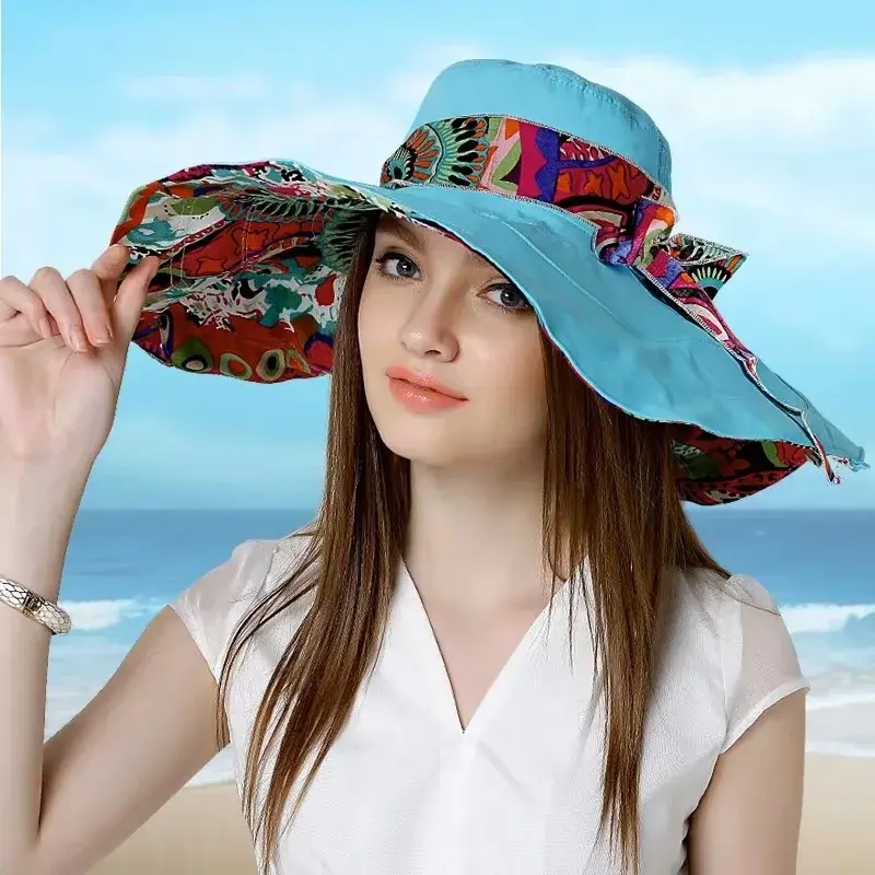 Korean Fashion Large Brim Sun Hat Beach Hat UV Protection Foldable Sunshade Cap Wide Rim Hat Sunscreen Summer Cap