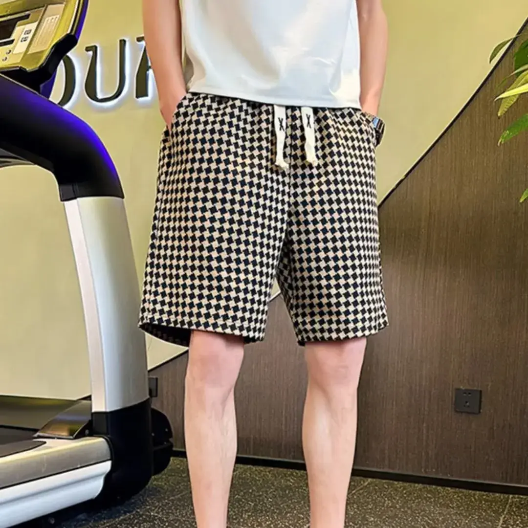 Trendy Men's Casual Short Pants Summer New Loose All-Match Plaid Sports Five-Point Streetwear Popular Loose Fit Summer Shorts
