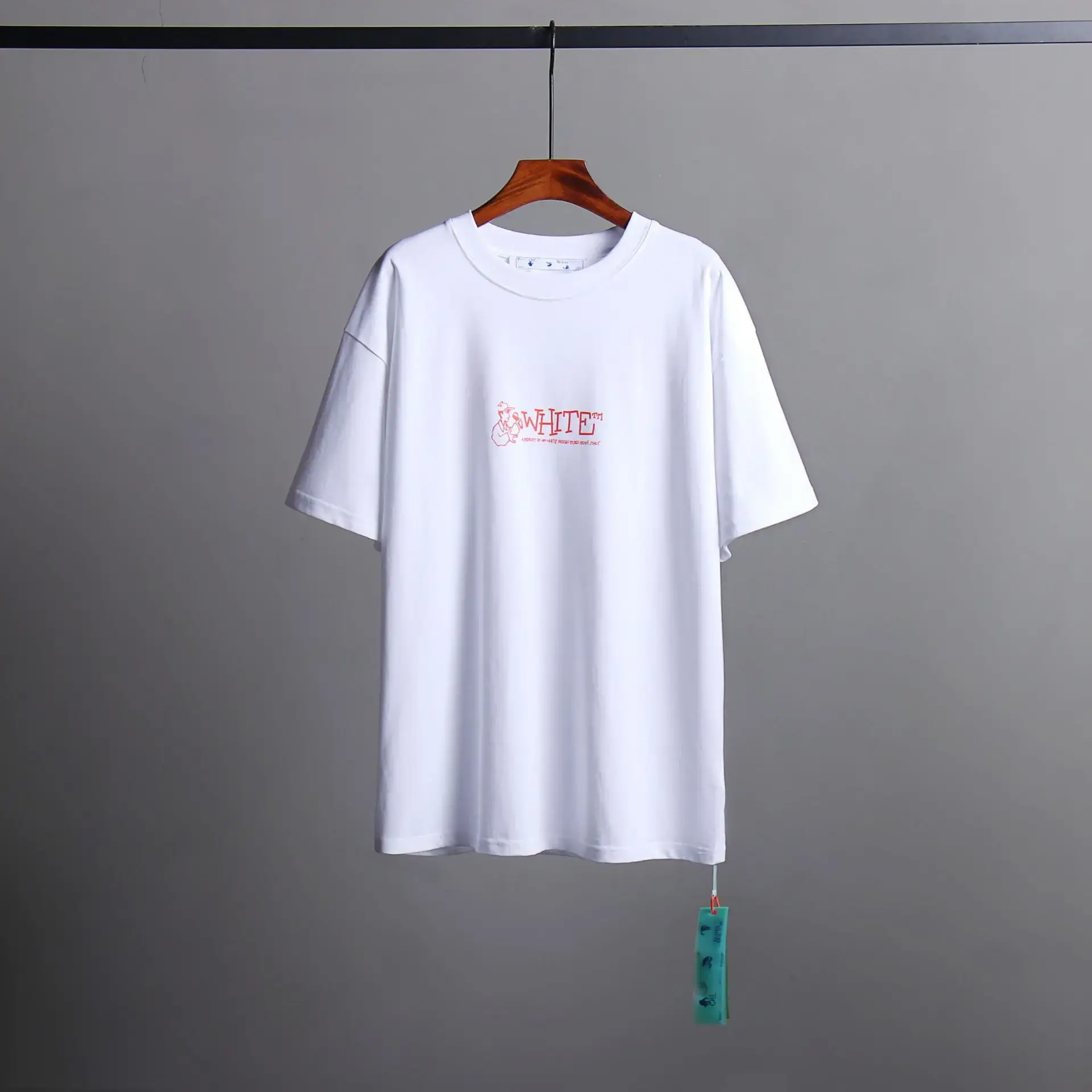 Trendy Plus Size European And American Style Gradient Arrow Oil Painting Print Short Sleeves Loose Fit White Couple T-Shirt For
