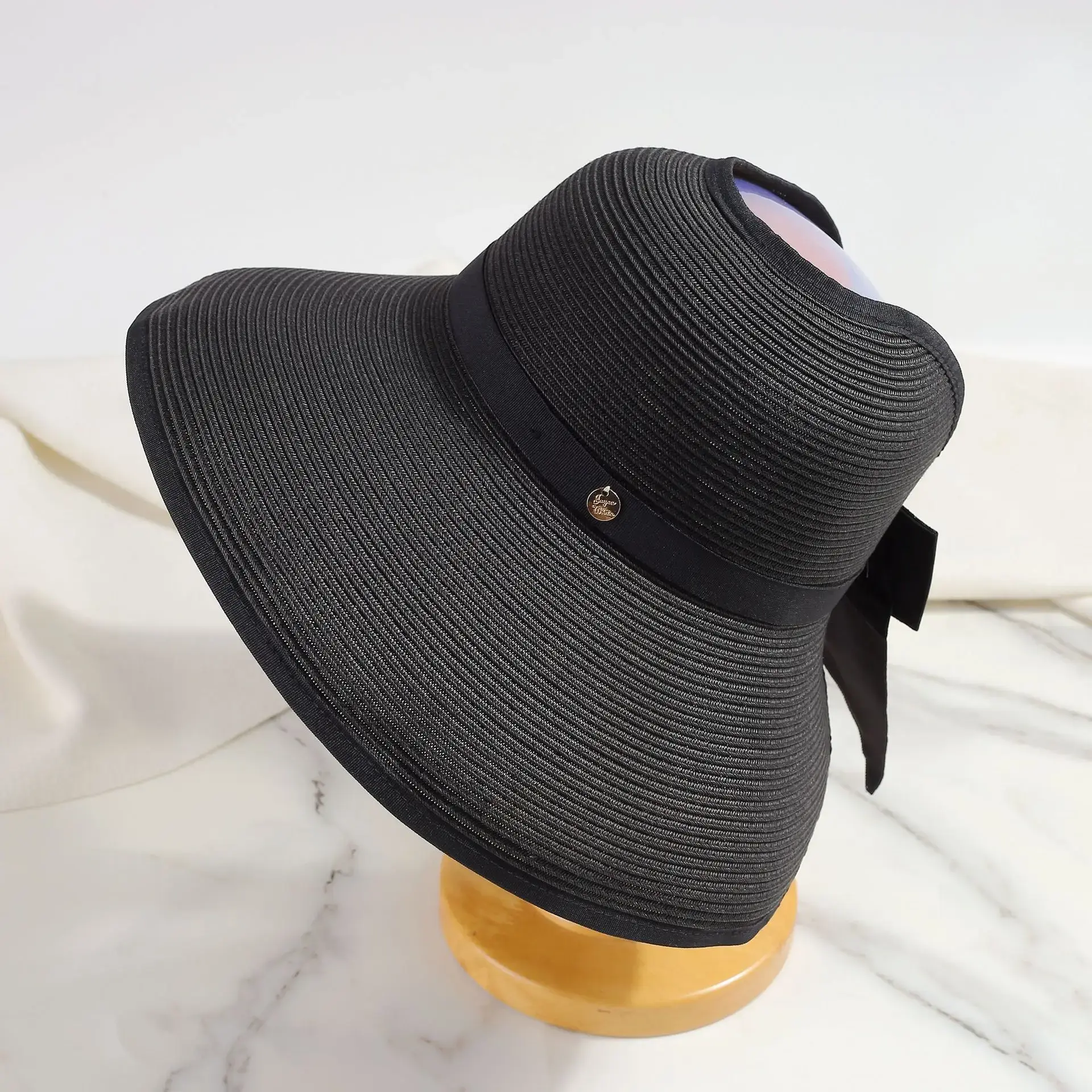Spring Summer New Style Women's Straw Hat Sunshade Foldable Empty Top Versatile Sun Hat for Travel Outdoors UV Protection