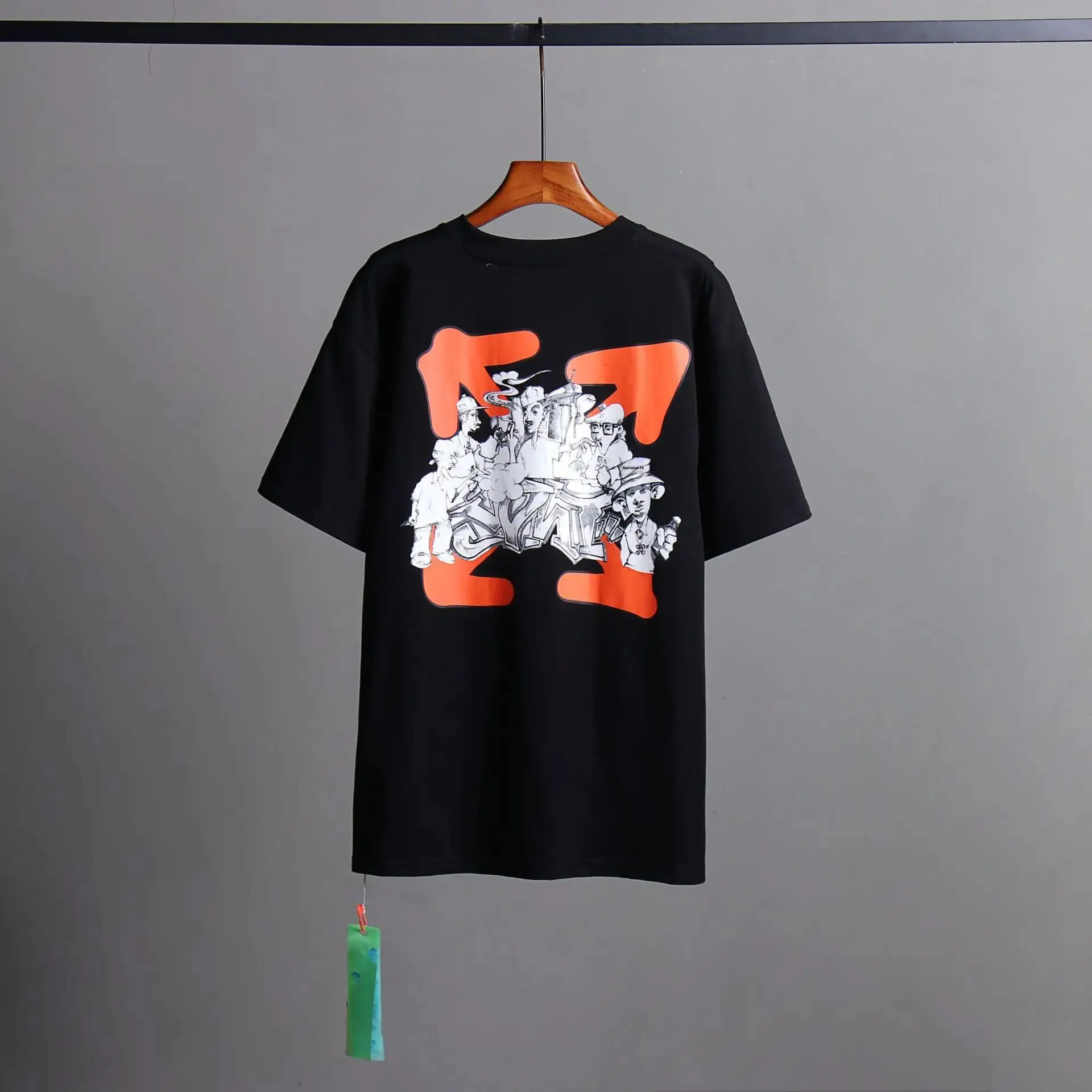 Trendy Plus Size European And American Style Gradient Arrow Oil Painting Print Short Sleeves Loose Fit White Couple T-Shirt For