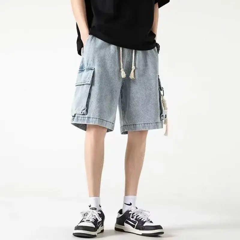 Trendy Brand Men's Denim Shorts Summer New Style Casual Plus Size Wash Distressed Loose Fit Wholesale For Young Men