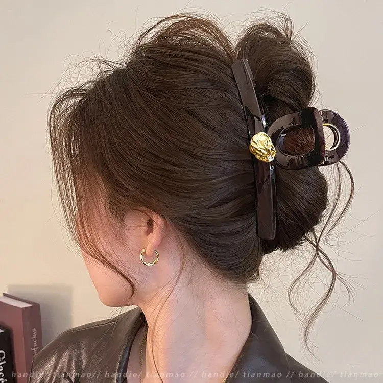Elegant Gold Label Shark Hair Clip Women's Large Size Hair Accessories for Updo Professional Salon Sectioning & Fixation