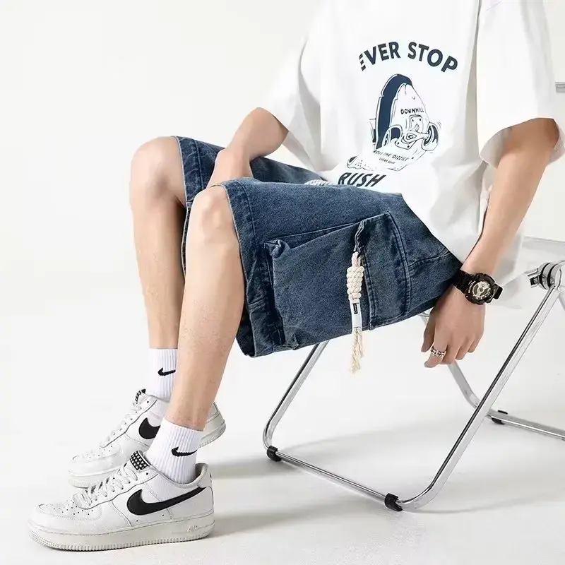 Trendy Brand Men's Denim Shorts Summer New Style Casual Plus Size Wash Distressed Loose Fit Wholesale For Young Men