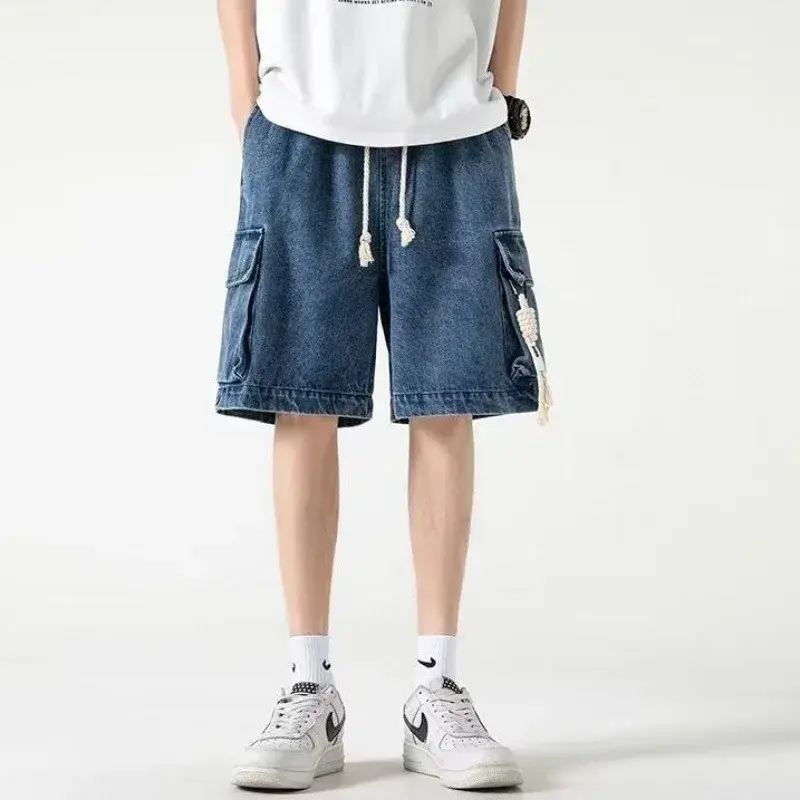 Trendy Brand Men's Denim Shorts Summer New Style Casual Plus Size Wash Distressed Loose Fit Wholesale For Young Men