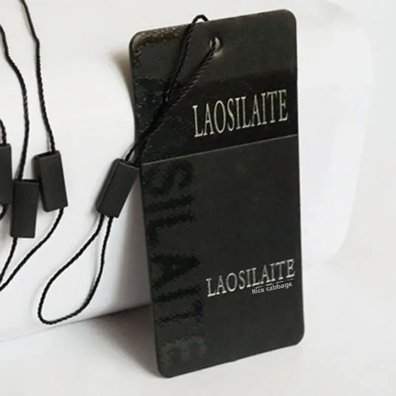 In-Stock Blank Double-Plug Hanging Beads Universal Hanging Tag Rope Clothing Hanging Tag Line Rope High-End Black White Hanging 