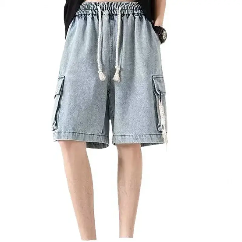 Trendy Brand Men's Denim Shorts Summer New Style Casual Plus Size Wash Distressed Loose Fit Wholesale For Young Men