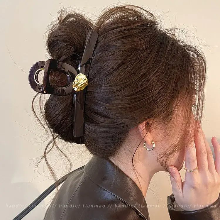 Elegant Gold Label Shark Hair Clip Women's Large Size Hair Accessories for Updo Professional Salon Sectioning & Fixation