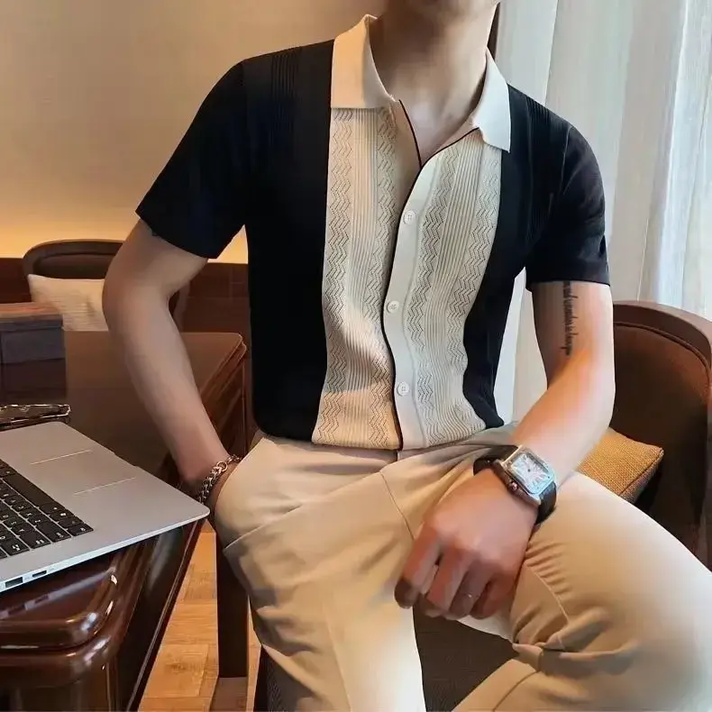 Japanese Style Trendy Youth Polo Shirt 2023 Summer Elegant Five-sleeve Casual Standard Polo Shirt Ins Versatile
