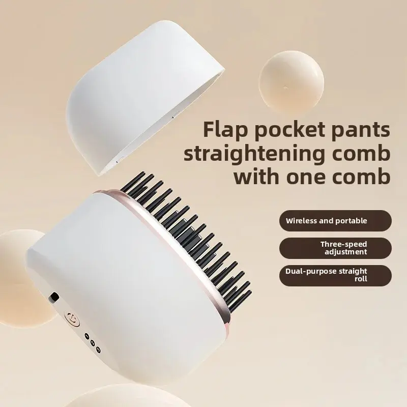 Mini Portable Wireless Hair Straightener Curling Iron Comb Two-In-One Straightening And Curling Lazy Person's Hair Tool