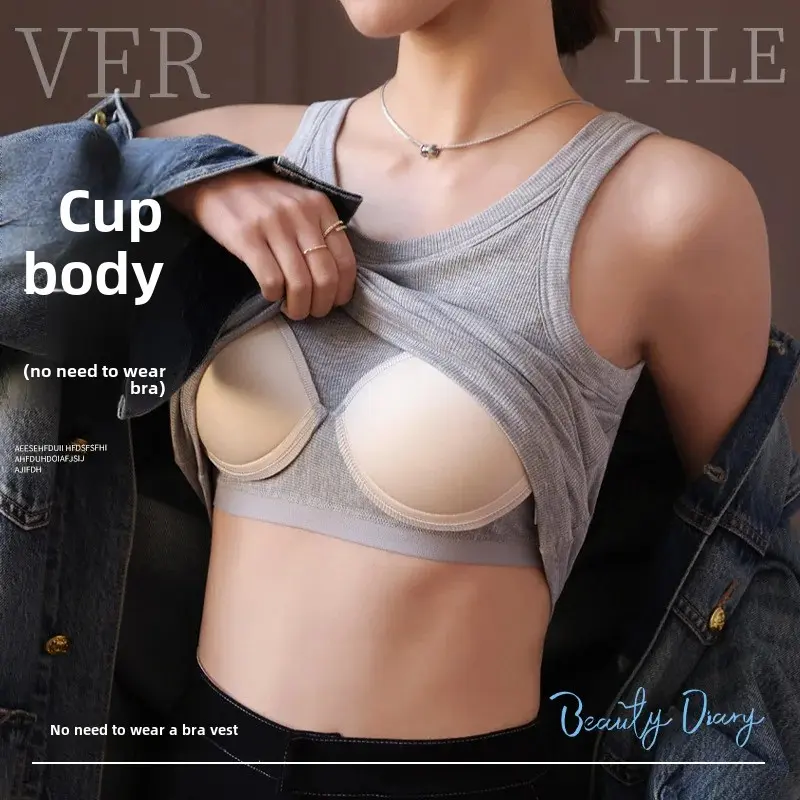 Women's Integrated Inner Anti-Exposure Large Size Modal Cotton Tank Top With Chest Pad Strapless Bra From China Mainland