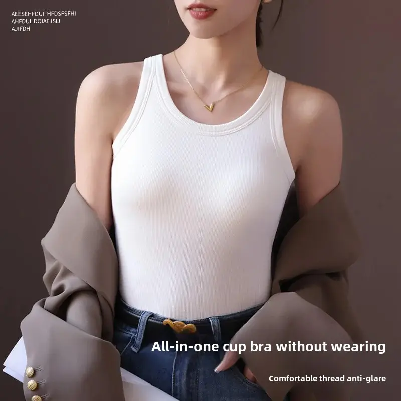 Women's Integrated Inner Anti-Exposure Large Size Modal Cotton Tank Top With Chest Pad Strapless Bra From China Mainland